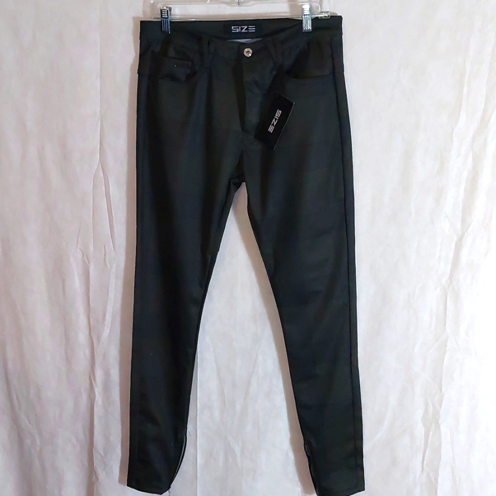 Size Up Men's Jeans Tri-Stretch Army Green Checker Plaid Pants Size-Large NWT